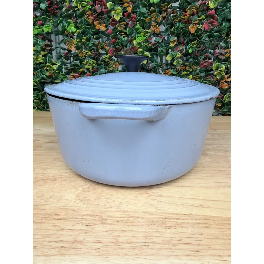 Le Creuset Light Blue Enameled Cast Iron Round Dutch Oven with Lid France